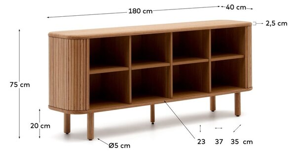 Komoda v jesenovem dekorju z drsnimi vrati v naravni barvi 180x75,5x40 cm Mailen – Kave Home