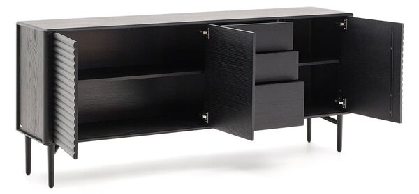 Črna komoda v hrastovem dekorju 200x86x45 cm Lenon – Kave Home