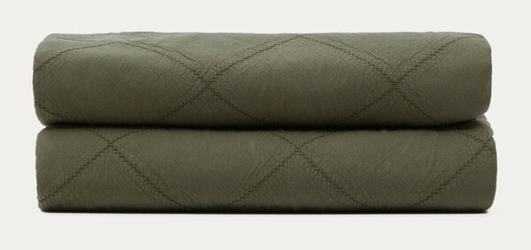 Zeleno bombažno prešito pregrinjalo 240x260 cm Serla – Kave Home