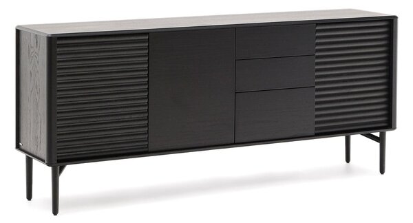 Črna komoda v hrastovem dekorju 200x86x45 cm Lenon – Kave Home
