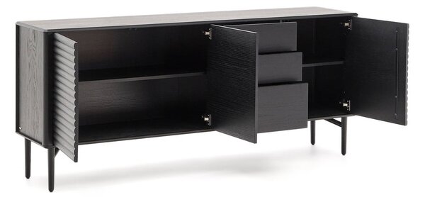 Črna komoda v hrastovem dekorju 200x86x45 cm Lenon – Kave Home