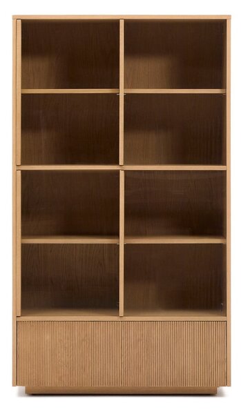 Vitrina v hrastovem dekorju z drsnimi vrati v naravni barvi 100x174x40 cm Helvine – Kave Home