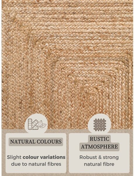 Obojestranski/ročno tkan tekač iz jute v naravni barvi 80x200 cm Juno – Hanse Home