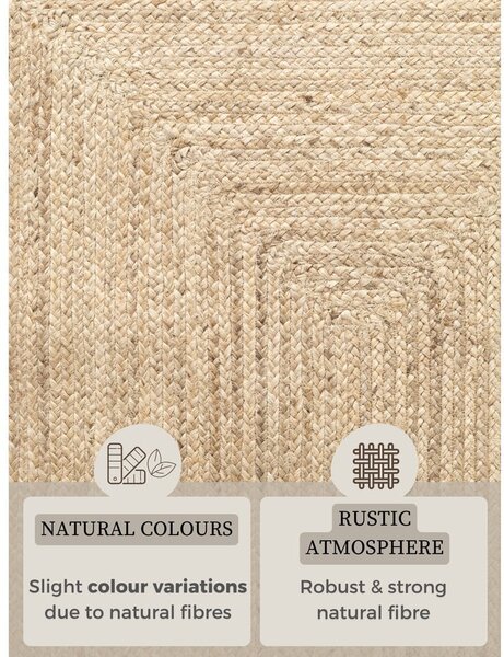 Obojestranski/ročno tkan tekač iz jute v svetli naravni barvi 80x200 cm Juno – Hanse Home