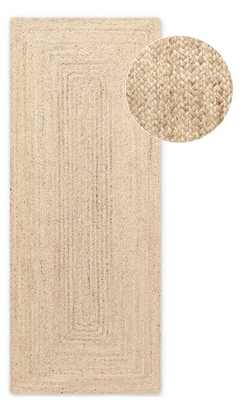 Obojestranski/ročno tkan tekač iz jute v svetli naravni barvi 80x200 cm Juno – Hanse Home