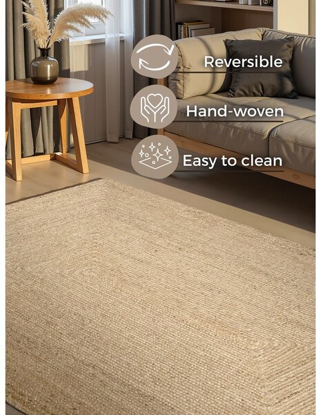 Obojestranska/ročno tkana preproga iz jute v svetli naravni barvi 80x150 cm Juno – Hanse Home