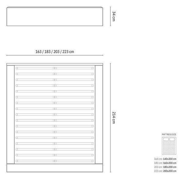 Bež oblazinjena zakonska postelja s prostorom za shranjevanje in z letvenim dnom 180x200 cm Simon – Micadoni