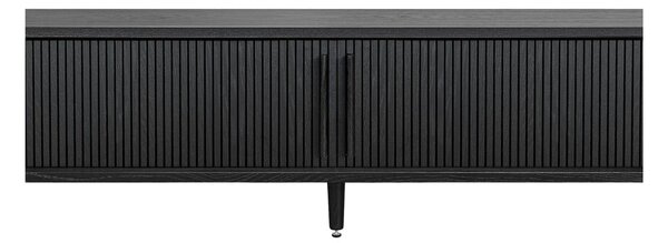 Črna TV omarica v hrastovem dekorju 178x50x40 cm Rove – Woodman
