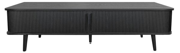 Črna TV omarica v hrastovem dekorju 178x50x40 cm Rove – Woodman