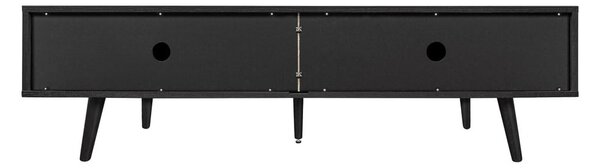 Črna TV omarica v hrastovem dekorju 178x50x40 cm Rove – Woodman