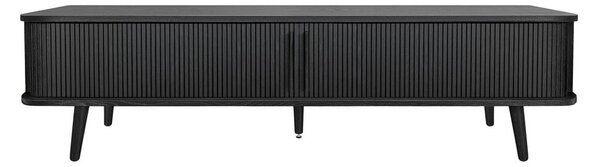 Črna TV omarica v hrastovem dekorju 178x50x40 cm Rove – Woodman