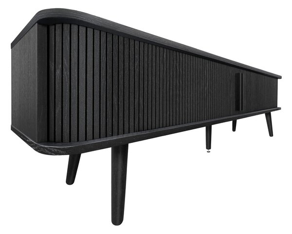 Črna TV omarica v hrastovem dekorju 178x50x40 cm Rove – Woodman