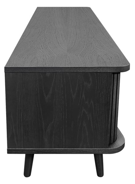 Črna TV omarica v hrastovem dekorju 178x50x40 cm Rove – Woodman