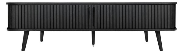 Črna TV omarica v hrastovem dekorju 178x50x40 cm Rove – Woodman