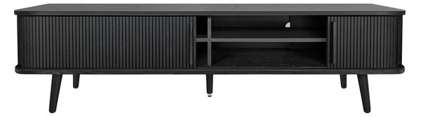 Črna TV omarica v hrastovem dekorju 178x50x40 cm Rove – Woodman