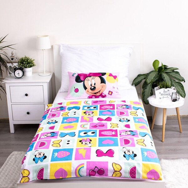 Rožnata bombažna otroška posteljnina za otroško posteljico 100x135 cm Minnie "Sweet" – Jerry Fabrics