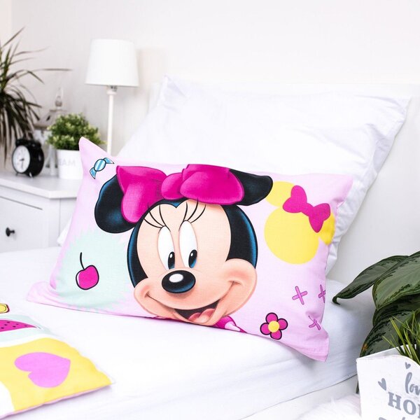 Rožnata bombažna otroška posteljnina za otroško posteljico 100x135 cm Minnie "Sweet" – Jerry Fabrics