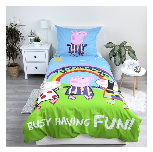 Enojna bombažna otroška posteljnina s svetlečim učinkom 140x200 cm Peppa Pig – Jerry Fabrics