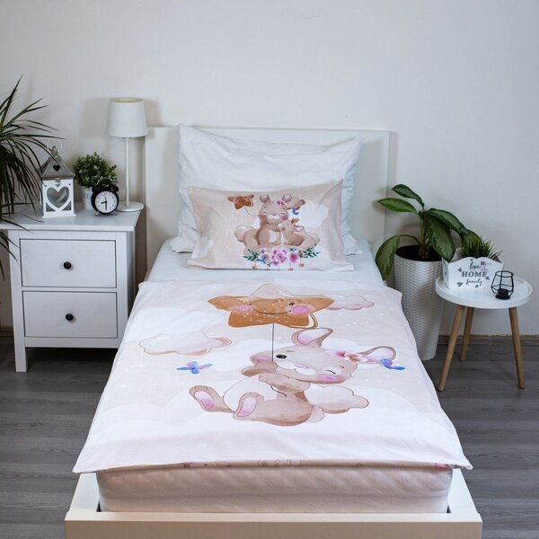 Rumena bombažna otroška posteljnina za otroško posteljico 100x135 cm Bunny "Star" – Jerry Fabrics