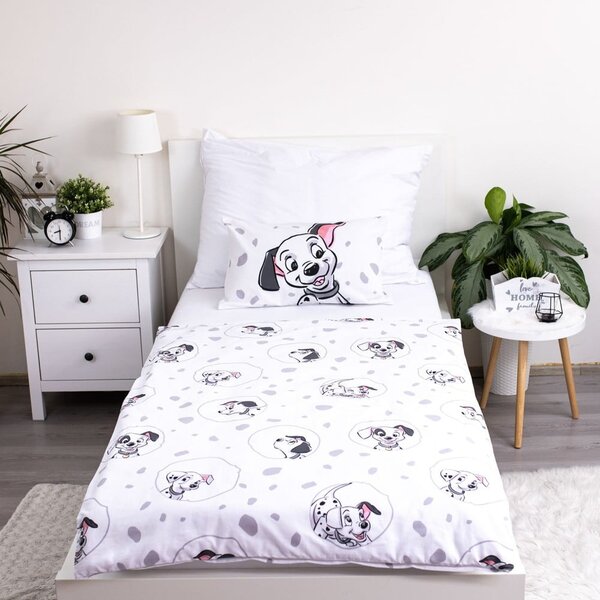 Bela bombažna otroška posteljnina za otroško posteljico 100x135 cm 101 Dalmatians – Jerry Fabrics