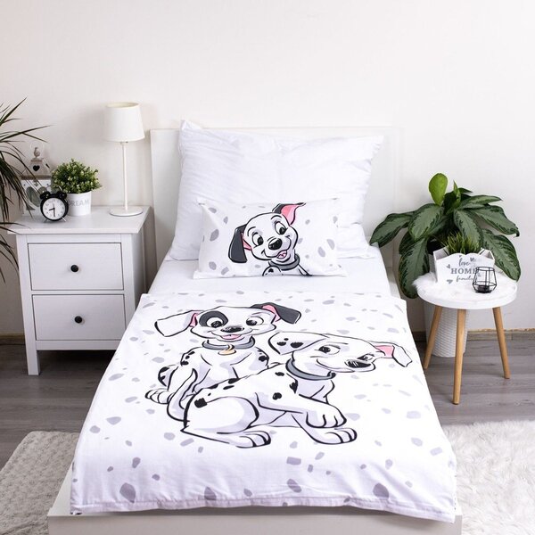 Bela bombažna otroška posteljnina za otroško posteljico 100x135 cm 101 Dalmatians – Jerry Fabrics