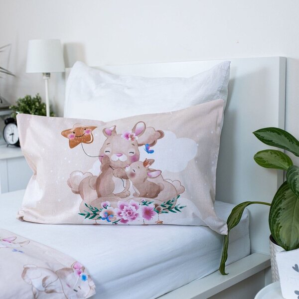 Rumena bombažna otroška posteljnina za otroško posteljico 100x135 cm Bunny "Star" – Jerry Fabrics