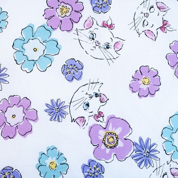 Bela enojna bombažna otroška posteljnina 140x200 cm Marie Cat "Floral" – Jerry Fabrics