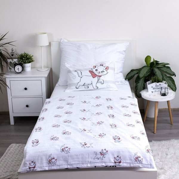Bela bombažna otroška posteljnina za otroško posteljico 100x135 cm Marie Cat "Bow" – Jerry Fabrics
