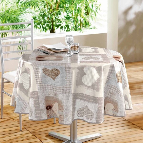 Povoščen namizni prt iz PVC-ja ø 160 cm Cosy Coeur – douceur d'intérieur