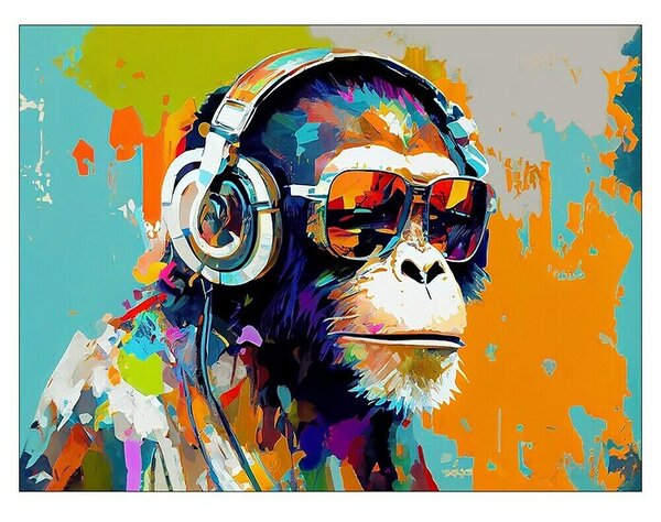 ProArt Young Living Slika na platnu (Animals with Headphones - Monkey, Š x V: 120 x 90 cm)