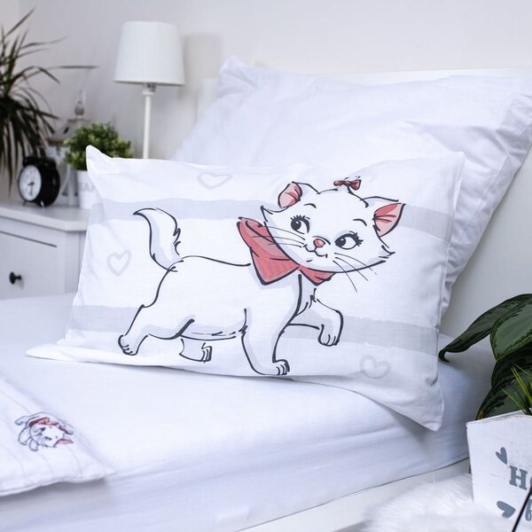 Bela bombažna otroška posteljnina za otroško posteljico 100x135 cm Marie Cat "Bow" – Jerry Fabrics