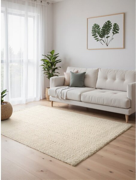 Kremno bela/slonokoščena ročno tkana preproga iz mešanice volne 200x290 cm Majoli – Elle Decoration