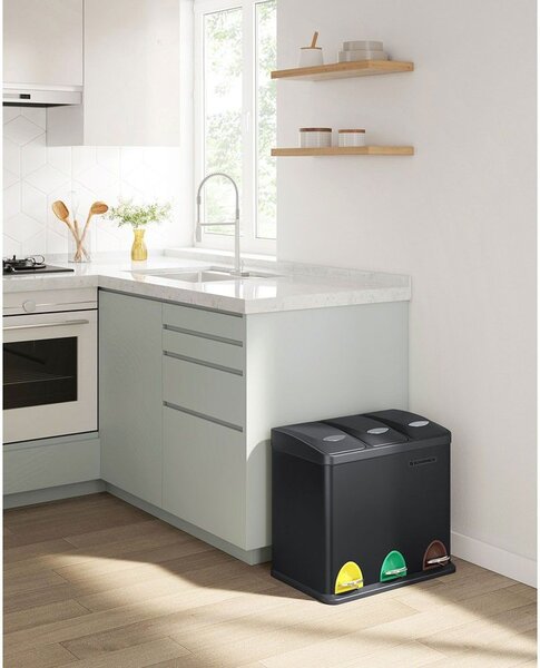 Koš za ločevanje odpadkov SORT 24l (3x8l), črna SongmicsHome