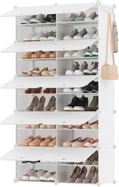 Organizator za čevlje KIMBERLY, 10 škatel, bela/prozorna SongmicsHome