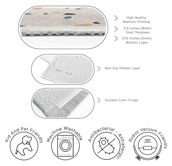 Kremno bel pralen tekač 80x200 cm Cracked Terrazzo – Mila Home