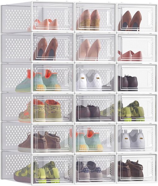 Organizator za čevlje MARI, 18 predalov, prozoren/bela SongmicsHome