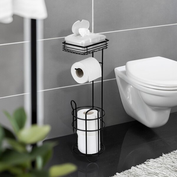 Črno jekleno stojalo za WC papir – Wenko