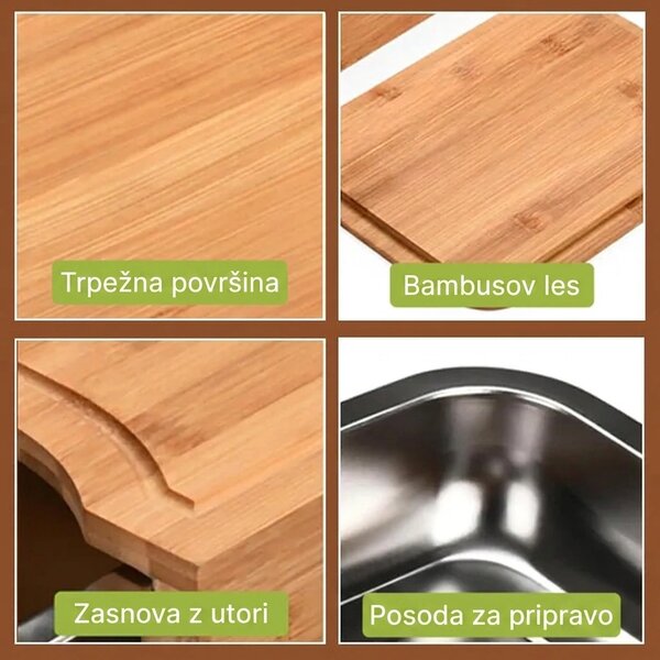 Chopstar™ Bambusova Deska Za Rezanje S Predali