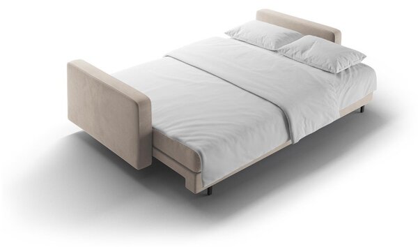 Bež žametna raztegljiva sedežna garnitura s prostorom za shranjevanje 222 cm Bali – Cosmopolitan Design