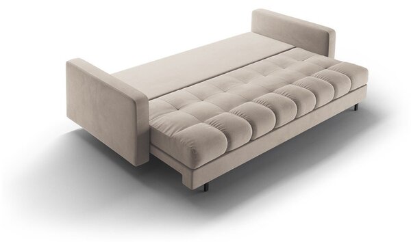 Bež žametna raztegljiva sedežna garnitura s prostorom za shranjevanje 222 cm Bali – Cosmopolitan Design
