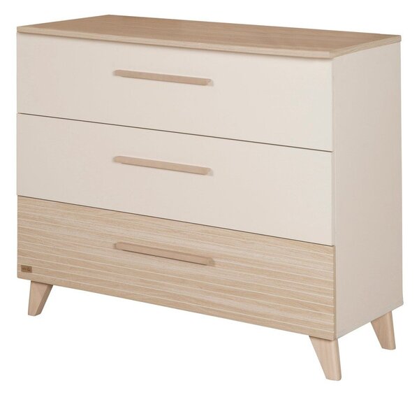 Kremno bela/naravna otroška komoda v hrastovem dekorju s previjalnim pultom 110x98x75 cm Sidney – Roba