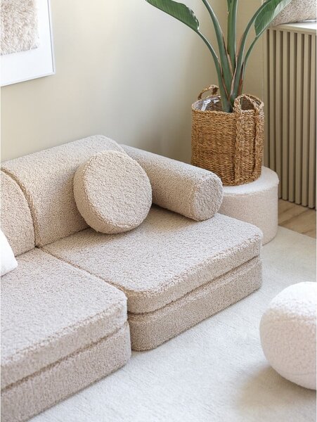 Svetlo rjava otroška sedežna garnitura iz tkanine bouclé 132 cm Settee – Wigiwama