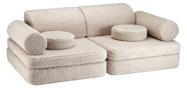Svetlo rjava otroška sedežna garnitura iz tkanine bouclé 132 cm Settee – Wigiwama
