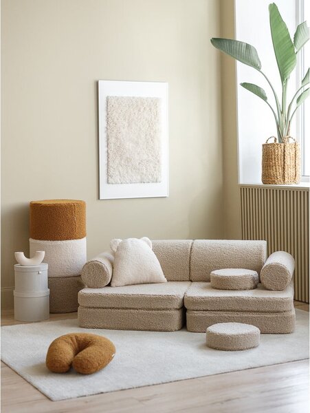 Svetlo rjava otroška sedežna garnitura iz tkanine bouclé 132 cm Settee – Wigiwama