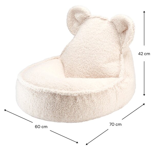 Kremno bela otroška vreča za sedenje iz tkanine bouclé Bear – Wigiwama
