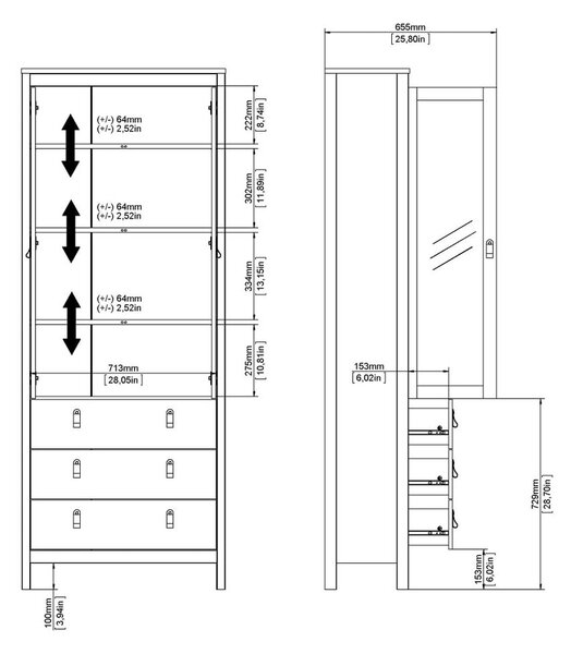 Sivo-bež vitrina 78x199x33 cm Madrid – Tvilum