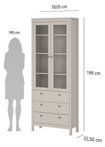Sivo-bež vitrina 78x199x33 cm Madrid – Tvilum