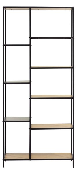 Črn/naraven regal v hrastovem dekorju 80x180x35 cm Altino – Unique Furniture