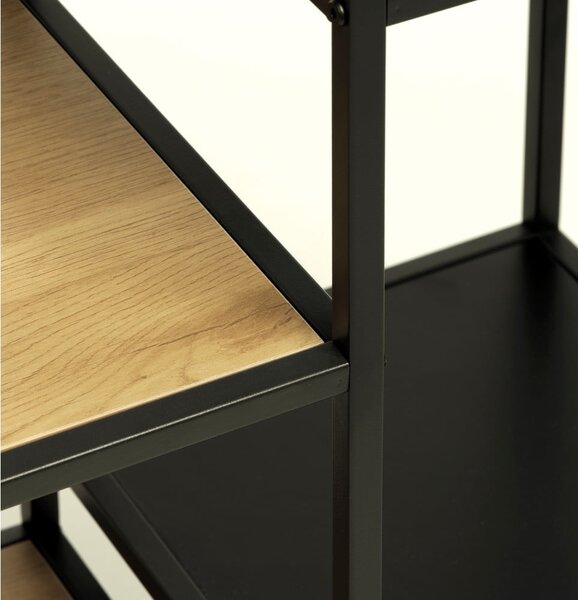 Črn/naraven regal v hrastovem dekorju 80x180x35 cm Altino – Unique Furniture