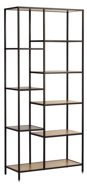 Črn/naraven regal v hrastovem dekorju 80x180x35 cm Altino – Unique Furniture